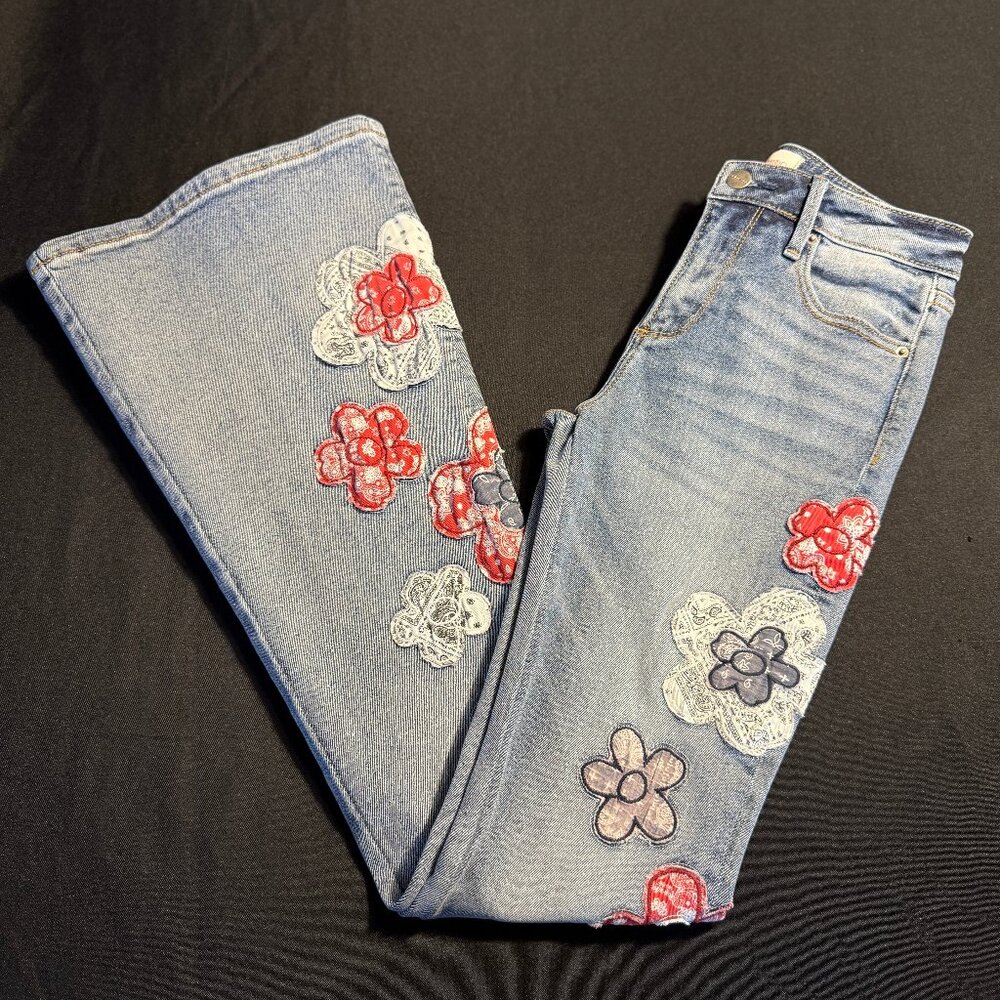 NWOT Free People x Driftwood Farrah Embroidered Flare Jeans Sz 24 - Picture 7 of 16